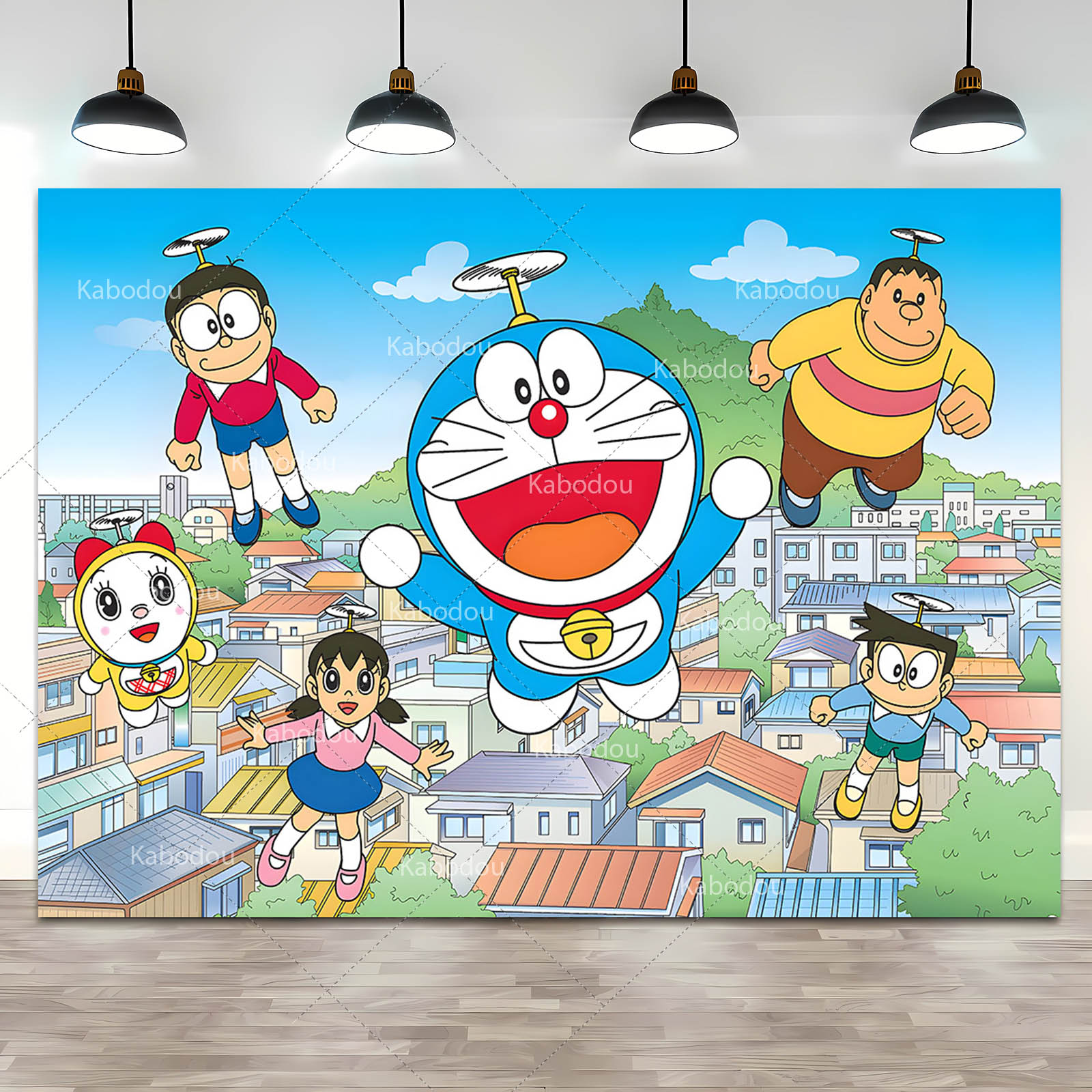 Photography Term - Doraemon Party Backdrop Blue Cat Children