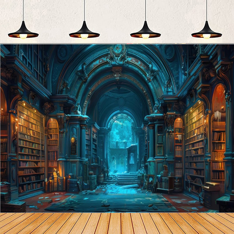 Photography Yearbook - Alchemist Sorcerer Magical Library Photography Backdrop