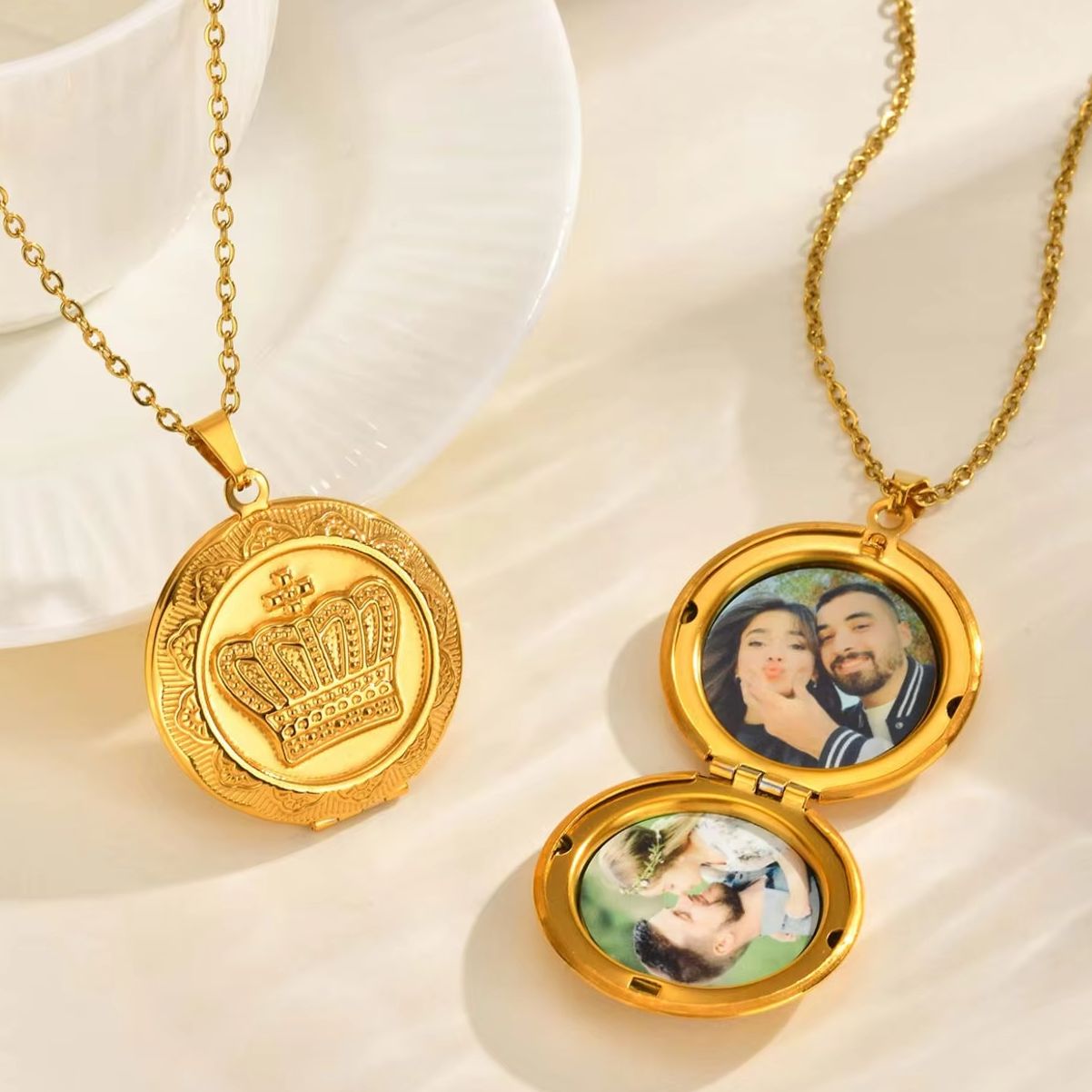 Photographic Memory - Vnox Free Custom Photo Crown Necklaces,