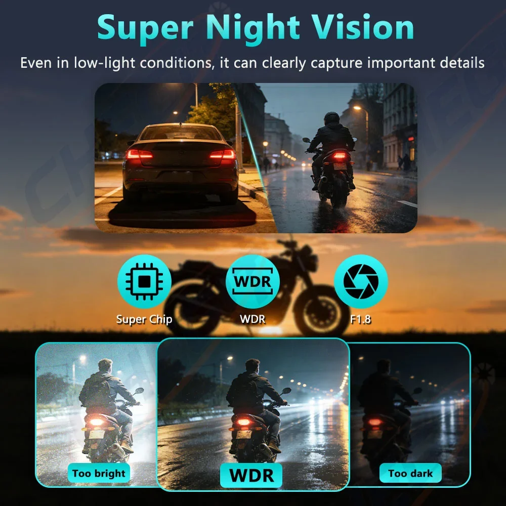 Motorcycle DVR 2K HD WiFi With - Photographic Memory 评论和价格