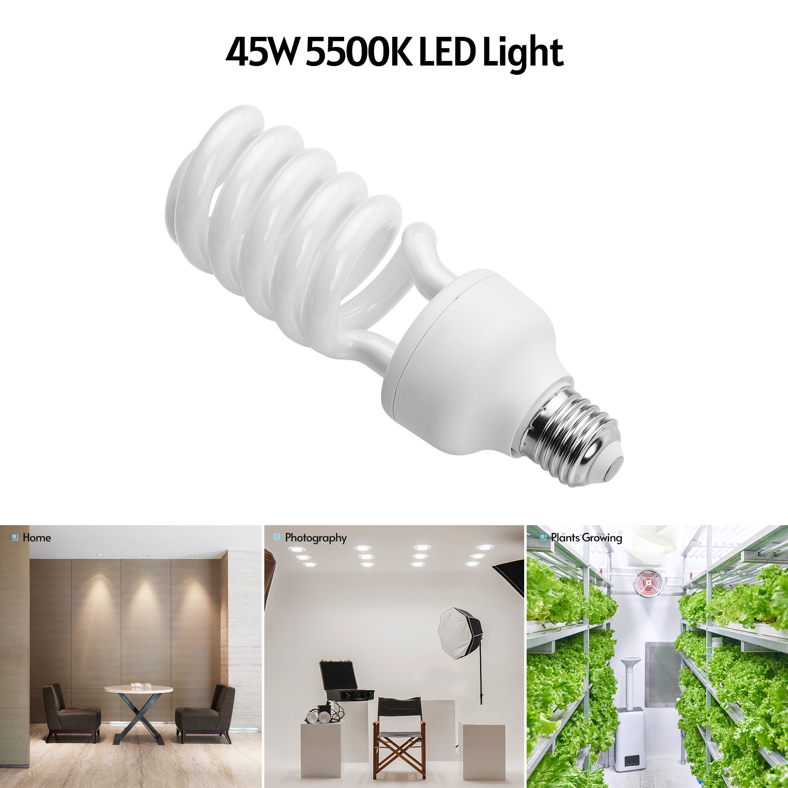 45W Spiral Fluorescent Light B - Photography Bulb 评论和价格