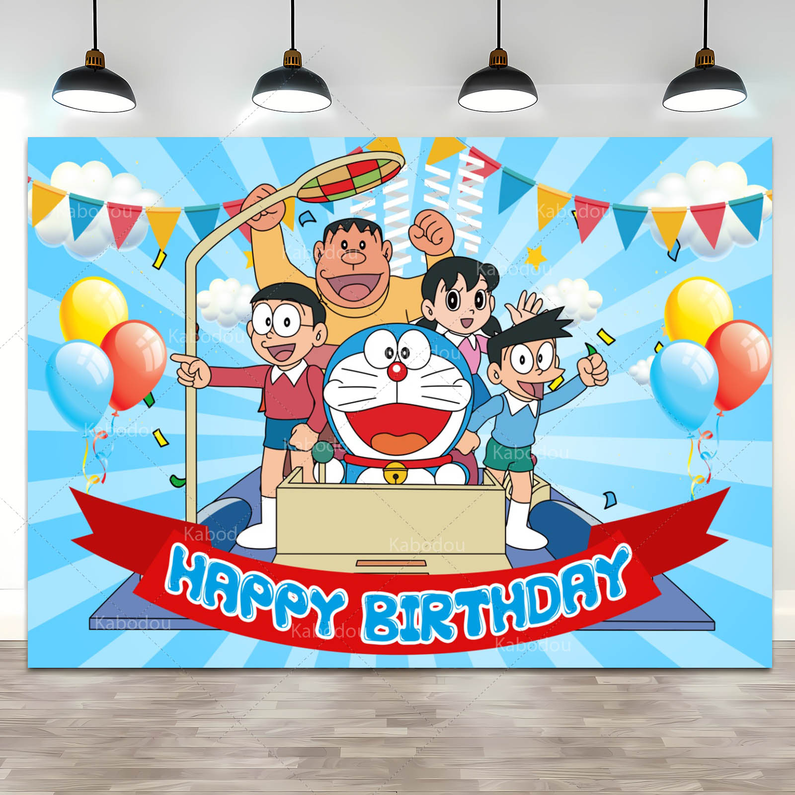 Doraemon Party Backdrop Blue C - Photography Term 评论和价格