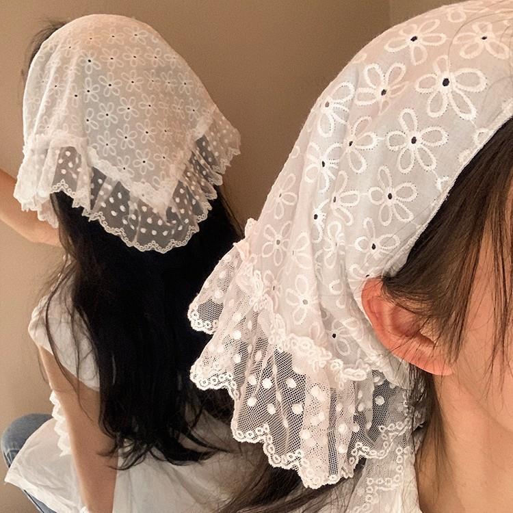 Retro Lace Trim Scarf Women Tr - Photography Triangle 评论和价格