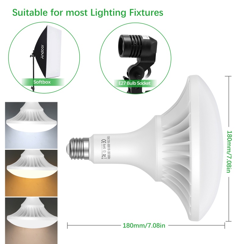 Andoer 150W LED Light Bulb Pho - Photography Bulb 评论和价格